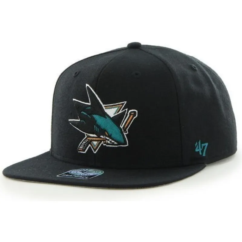 kepure-plokscia-juoda-snapback-san-jose-sharks-nhl-47-brand