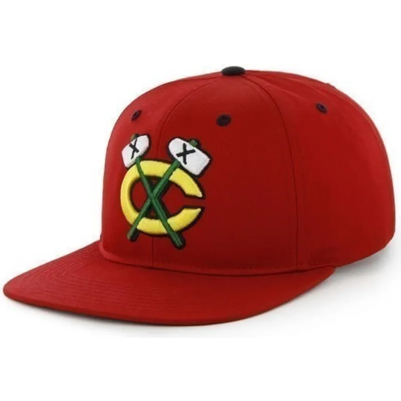 kepure-plokscia-raudona-snapback-chicago-blackhawks-nhl-47-brand
