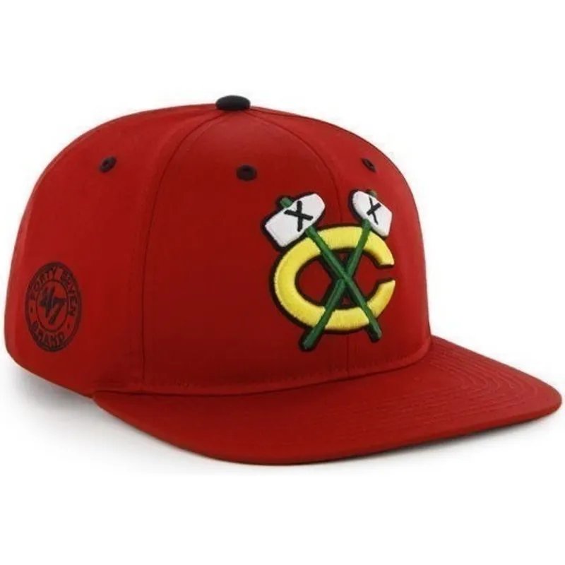 kepure-plokscia-raudona-snapback-chicago-blackhawks-nhl-47-brand