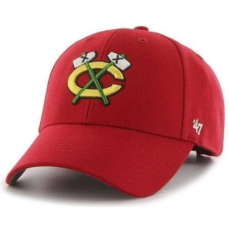 kepure-islenkta-raudona-reguliuojamas-chicago-blackhawks-nhl-47-brand