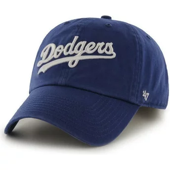 Wyginięta czapka niebieska z logo litery Los Angeles Dodgers MLB Clean Up 47 Brand