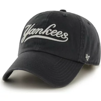 Wyginięta czapka ciemnoniebieska z logo litery New York Yankees MLB Clean Up 47 Brand