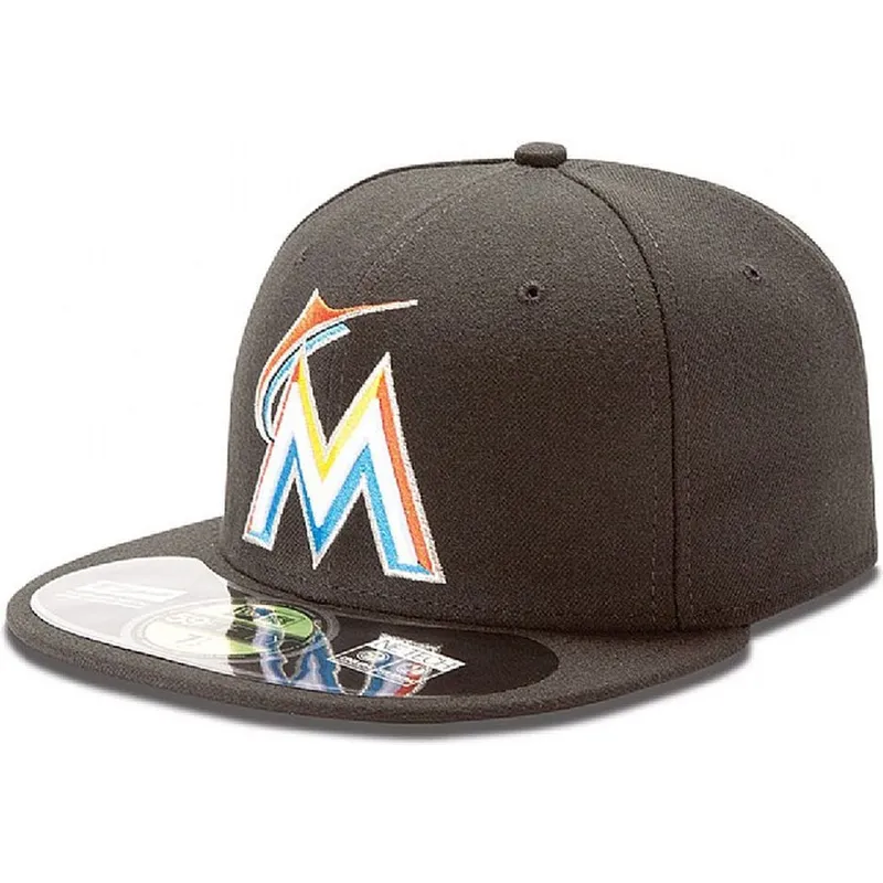 czarna-plaska-czapka-dopasowana-59fifty-authentic-on-field-miami-marlins-mlb-marki-new-era