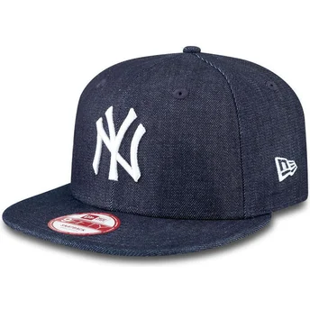 kepure-plokscia-tamsiai-melyna-snapback-9fifty-essential-denim-new-york-yankees-mlb-new-era