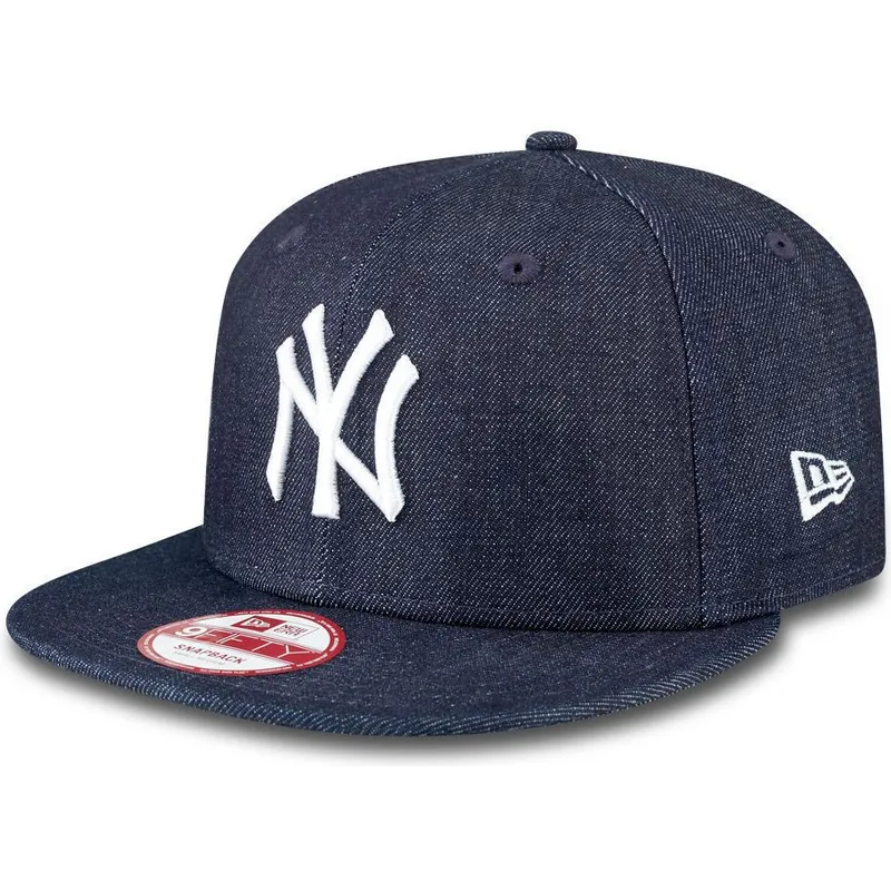 kepure-plokscia-tamsiai-melyna-snapback-9fifty-essential-denim-new-york-yankees-mlb-new-era