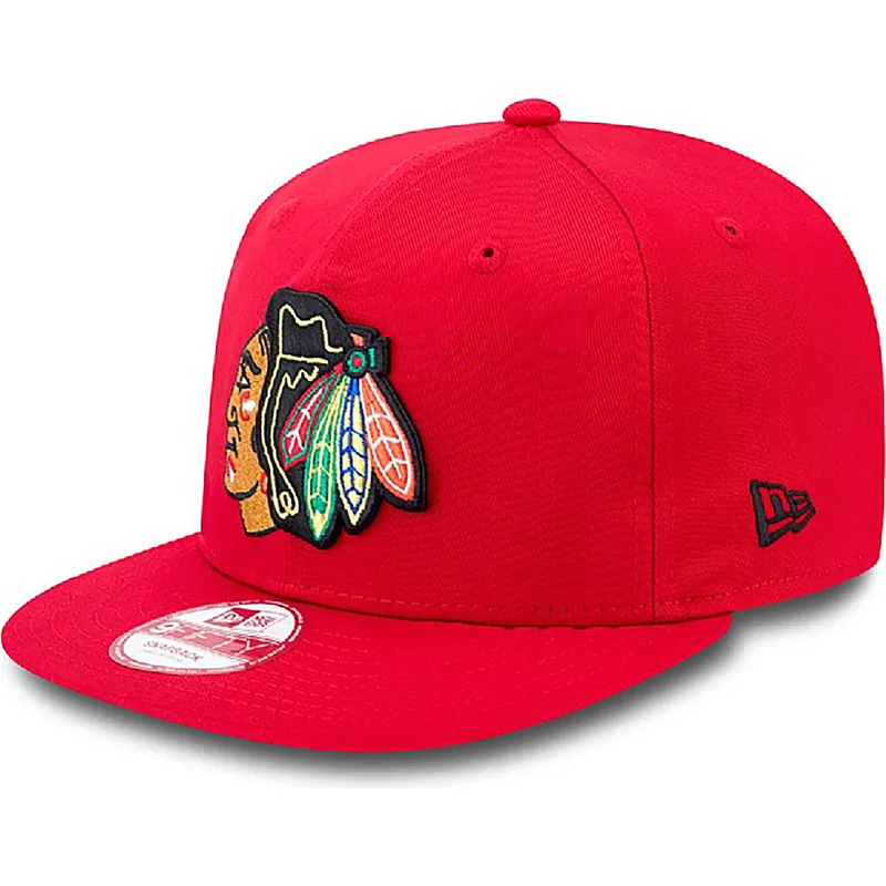czerwona-plaska-czapka-snapback-9fifty-cotton-block-chicago-blackhawks-nhl-od-new-era
