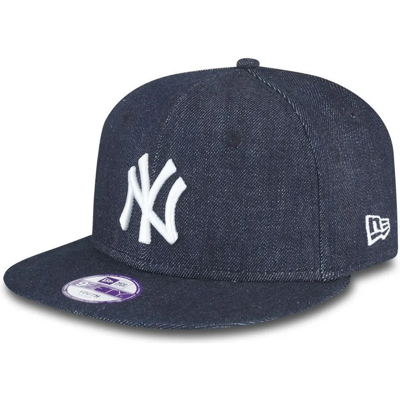 kepure-plokscia-tamsiai-melyna-snapback-vaikams-9fifty-essential-denim-new-york-yankees-mlb-new-era